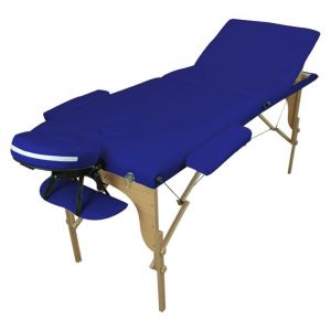 Table de massage pliante 3 zones en bois avec panneau Reiki + Accessoires et housse de transport - Bleu azur - Vivezen