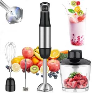 7MAGIC Mixeur Plongeant Multifonction 4-en-1 800W - 5 Vitesses - Mixeur/Fouet/Mousseur/Hachoir - Acier Inoxydable 304
