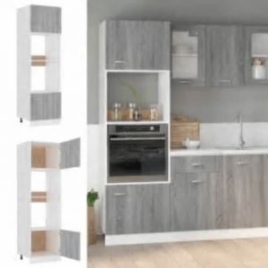 RemiseArmoire à micro-ondes Lyon - Buffet Bahut de cuisine/Meuble bas - Sonoma gris 60x57x207 cm JILIMAISON2025 7677618
