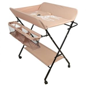 Table à langer pliante HUOL pour le soin des couches de bébé - Rose clair - Avec roues universelles silencieuses
