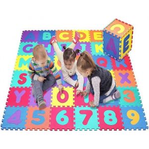 Tapis de Jeu pour B&eacute;b&eacute; - B.LIVEM - Puzzle EVA alphabet et chiffres - Imperm&eacute;able et Doux