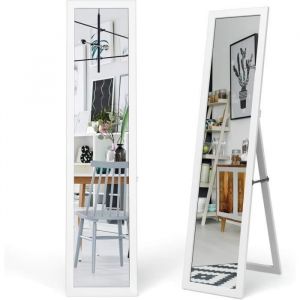 COSTWAY Miroir sur pied / Mural Psyché Miroir Autoportant Rectangulaire 155 x 37 cm Style Scandinave Moderne Blanc