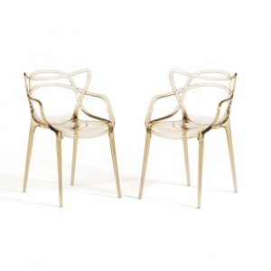 Chaise - IRIDE - Polycarbonate transparent - Accoudoirs - Empilable - Design contemporain