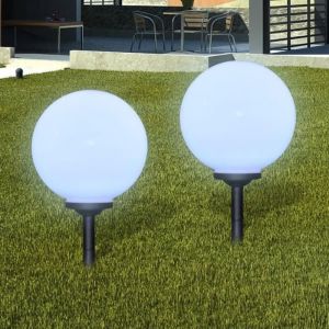 Boule solaire - VIDAXL - 30 cm - 2 pièces - LED - Énergie solaire - Blanc brillant