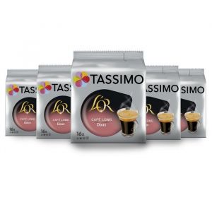 TASSIMO Caf&eacute; Dosettes LOr Caf&eacute; Long Doux - Lot de 5 x 16 boissons