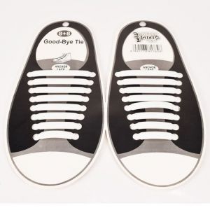 1 kit de 16pcs Lacet de chaussures Adultes Silicone Élastique Blanc
