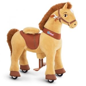 Cheval à Bascule Poney Scooter pour Enfant - PONYCYCLE Modèle E - Brun Clair - 4-7 ans
