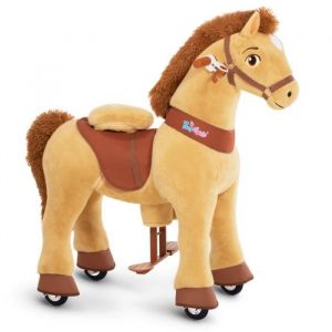 Cheval à Bascule Poney Scooter pour Enfant - PONYCYCLE Modèle E - Brun Clair - 4-8 ans