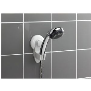 Support douchette - Blanc - 8 x 6.5 x 13.5 cm - Plastique - Ventouse - Réglable en hauteur