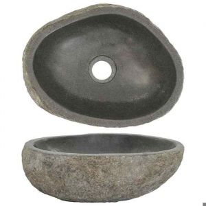 Bon marché - Vasque à Poser/Lave-Mains -Lavabo en pierre de rivière ovale (29-38)x(24-31) cm plds965348
