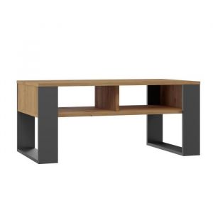 Table Basse - VIVALDI - Modern III - Ch&ecirc;ne Artisan Anthracite - Rectangulaire - Design Contemporain