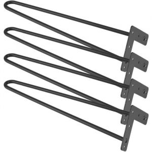 4 Pièces Pieds de Meubles Pieds de Table en Fer Massif Noir 406cm 16 Pied de Table en U Jambes en Épingle à Cheveux