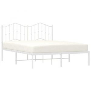 RemiseLit 2 personnes Cadre de lit Double métal sans matelas et tête de lit blanc 140 x 190 cm JILIMAISON2025 18354374