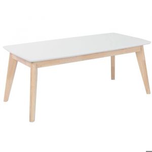 Table basse scandinave blanche LEENA - MILIBOO - Rectangulaire - Bois - Laqué