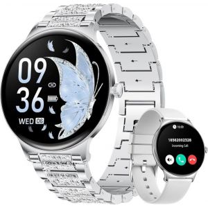 Montre Connectée Femme Avec Appel Bluetooth 1.43 Amoled Hd Écran Tactile Avec Surveillance De La Santé Des Femmes Calories/So
