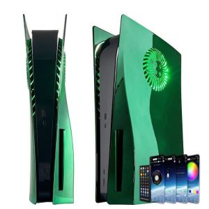 Façade PS5 avec évents de Refroidissement + Ventilateur RGB Light Ring 8 Couleurs 400 Effets Coque PlayStation 5 Disc Edition