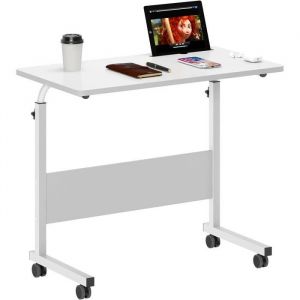 NEED Table dappoint pour ordinateur portable sur roulettes 80 x 40 cm adaptée pour chevet canapé blanc