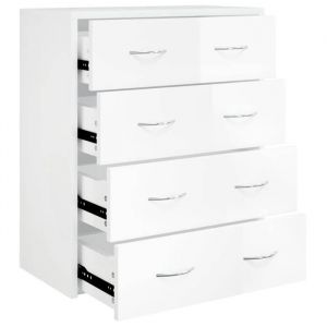 &ldquo;Winter SaleTOP Armoire/Cabinet &agrave; tiroirs Blanc - Buffet avec 4 tiroirs 60x305x71cm Blanc brillant PRO23708