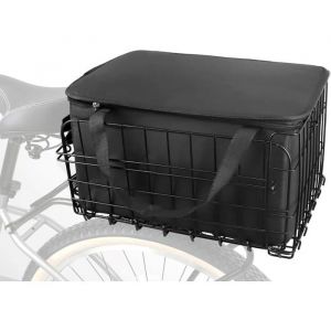 Panier de v&eacute;lo arri&egrave;re stable et pliable avec filet &agrave; bagages-Panier pour chien-Pour porte-bagages-En m&eacute;tal