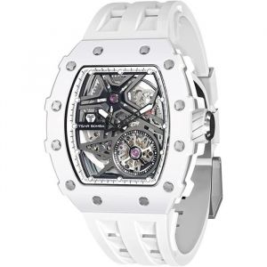 Montre Homme Automatique - TSAR BOMBA - Tonneau de Luxe - Verre Saphir - Etanche 50m - Noir