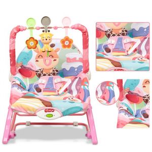 80*60*43cm Fauteuil &agrave; bascule &eacute;lectrique pour b&eacute;b&eacute;-Bo&icirc;te &agrave; musique int&eacute;gr&eacute;e-Rose+Couleurs assorties-BALANCELLE