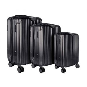 Lot de 3 Valises Noir - 49L 65L 105L Coque Rigide en Polycarbonate Roues Pivotantes 360&deg; Cadenas S&eacute;curis&eacute; &agrave; Code - OPAL