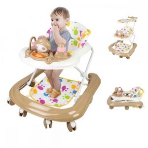 Trotteur B&eacute;b&eacute; Musical 3 en 1 - XUANYU - Charge Max 20 KG - Hauteur R&eacute;glable - Anti-renversement - Pour 6-20 Mois -  Marron