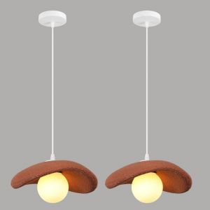 iDEGU 2pcs Lampe Suspension Vintage20cm Lustre Industriel Abat-jour en Ciment Retro Orange G9 LED Lampe de PlafondLumi&egrave;re chaude