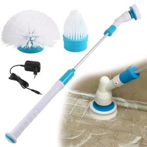 Rechargeable Handheld Power Scrubber avec poteau dextension Hurricane Spin Scrubber avec 3 têtes de brosse interchangeables