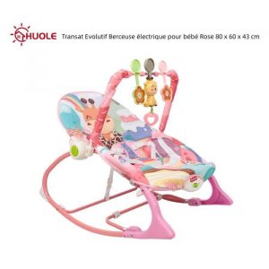 Transat Evolutif Berceuse &eacute;lectrique pour b&eacute;b&eacute; - HUOLE - Rose - Musical - Avec arche jouet - Vibration