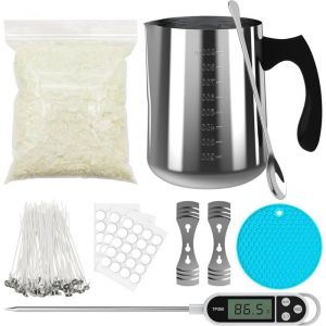 Kit de fabrication de bougies - Soy Wax DIY - Adulte - Pot de 900 ml - Bougies autocollantes - Support de mèche - Thermomètre