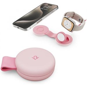 Chargeur Sans Fil Qi2 2-en-1 - Twelve South - ButterFly SE - 15W - Compatible MagSafe - Rose