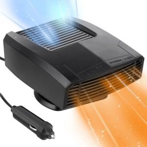 2 en 1 Chauffage de voiture Dégivreur de pare-brise portable 12V 150W Dégivreur à base rotative 360° pour voiture camion SUV
