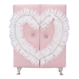 Meubles de garde-robe pour maison de poup&eacute;e accessoire de d&eacute;coration mini armoire rose en peluche avec strass jolie bo&icirc;te &agrave;