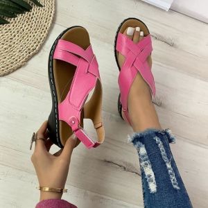 Sandales Femme INSFITY - Simili cuir - Talon aiguille - Boucle de serrage - Antidérapant - Rose