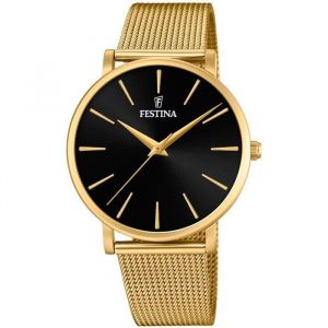 Montre Femme - Festina - 20476 - Bo&icirc;tier Acier Inoxydable Or - Cadran Noir - Style Chic