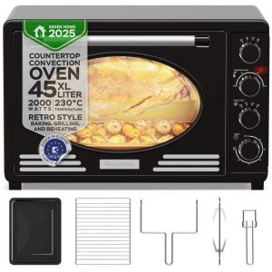 TurboTronic EV45R - Four &eacute;lectrique 45 L - Four de table chaleur tournante - Mini four- Portes fran&ccedil;aises - 2000 W - 230&deg;C