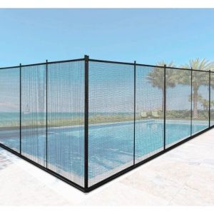 DREAMADE Barrière de Piscine 360 X 125 CM Barrière de Protection de Sécurité pour Piscine en Textilène, Pieds en Acier Inoxydable