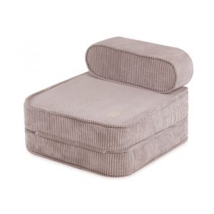 Fauteuil en Mousse Pliable Matelas avec Appui-tête Lit pour Bébé Enfants Chambre dEnfant 2en1 MISIOO Velours Côtelé Beige 65x60x40
