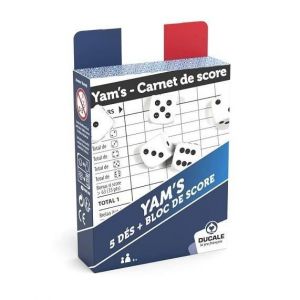 Jeu de Yams : 5 des 18mm et Bloc de score (carnet 40 feuilles de marque) - Jeu societe voyage Hasard - Set Jouet et carte