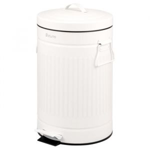 eluno Poubelle VINTAGE poubelle &agrave; p&eacute;dale capacit&eacute; 12 litres en m&eacute;tal blanc