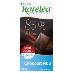 KARÉLÉA - Chocolat Noir 85% Sans Sucre Carton De 100G - Lot De 4