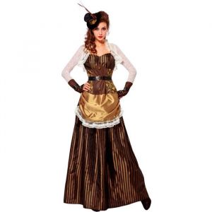 Déguisement Lady Steampunk Rayé femme pour les marchés et fêtes médiévales. Les déguisements d´époque ou du Moyen Âge vous