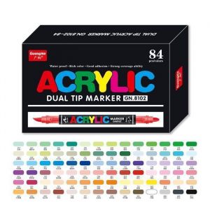 Marqueurs acryliques - 84 Couleurs - Double Pointe - S&eacute;chage Rapide - R&eacute;sistance &agrave; la D&eacute;coloration