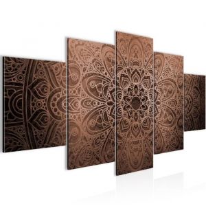 Runa art Tableau Décoration Murale Mandala Abstrait 200x100 cm - 5 Panneaux Deco Toile Prêt à Accrocher 101251c
