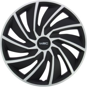 Lot de 4 enjoliveurs Bi-couleur gris & noir 14 pouces - WRC - TURBO - Look racing - Fixation simple et rapide par clips