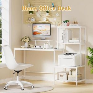 Bureau - rehausse bureau - XUANYU - Bureau dordinateur - Avec prise + Support daffichage - Blanc - 98x48x125cm
