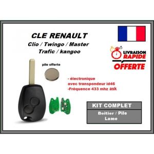 CLE VIERGE ELECTRONIQUE RENAULT CLIO 3 MODUS TWINGO MASTER KANGOO 2 BOUTONS