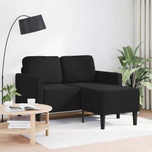 Roumei&reg;Canap&eacute; 2 places - Sofa Fixe pour Salon/Appartement - avec m&eacute;ridienne en L noir 125 cm velours - 2 Ans Garantie jfd7764