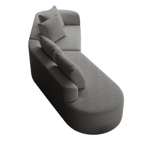 Canap&eacute; dangle moderne - 4 places - Si&egrave;ge extra profond - Gris clair - Chenille - Courb&eacute; - 4 coussins d&eacute;coratifs